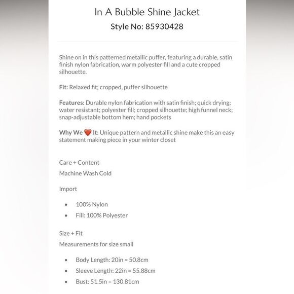 Free people movement In A Bubble Shine Jacket/ size L - Picture 10 of 11